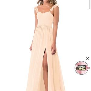 Azazie pearl pink bridesmaids dress